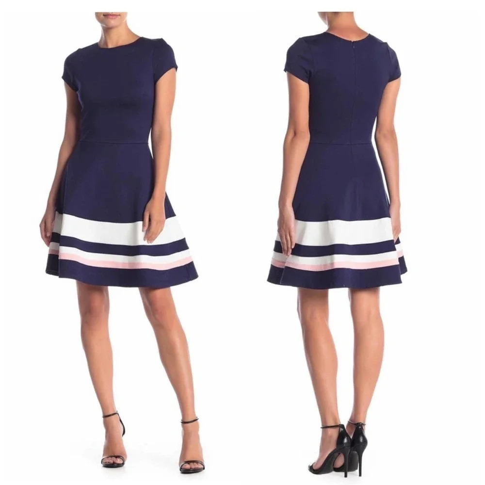 Love…ady Women's Cap Sleeve Fit & Flare Navy Blue Dress Size XL NWT